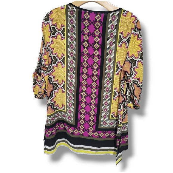 Dana Buchman Women’s Multicolor Batik Print Tunic Blouse Small | Boho Chic - Picture 2 of 9